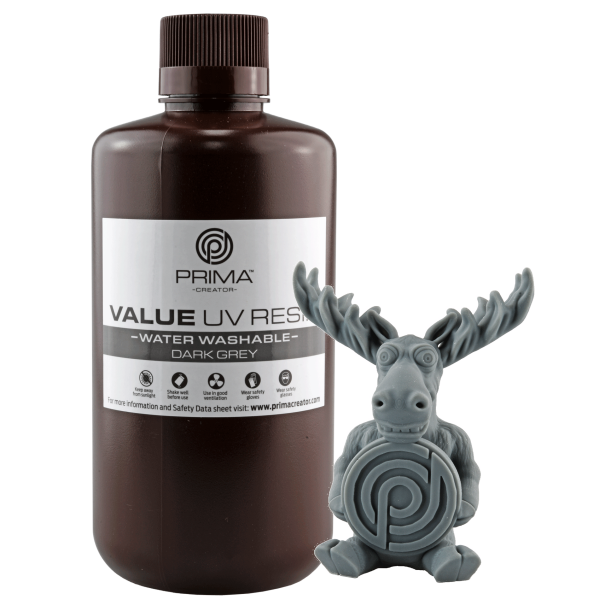 PrimaCreator Value Water Washable UV Resin - 1000 ml - Dark Grey
