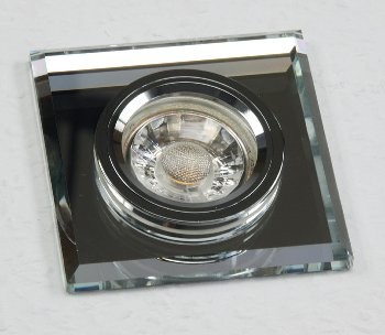 Decken-Einbaustrahler Crystal Q90 starr, 90x90mm, für 50mm Lampen, silber
