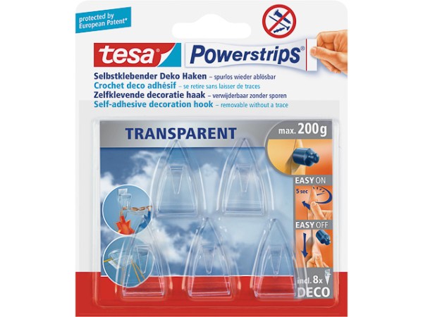 Tesa Powerstrips Deco Haken S 5er Pack 58900-00013-03 Bis 200gr Transparent