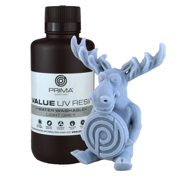 PrimaCreator Value Water Washable UV Resin - 500 ml - Hellgrau