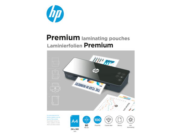 HP Premium Laminierfolien A4 9123 100 Blatt 80Mic