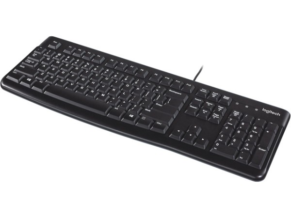Logitech K120 Tastatur QWERTY USB 920-002479 Kabel US International Schwarz