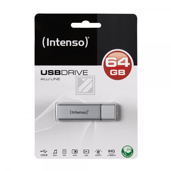 INTENSO USB STICK 2.0 64GB SILBER 3521492 Alu Line