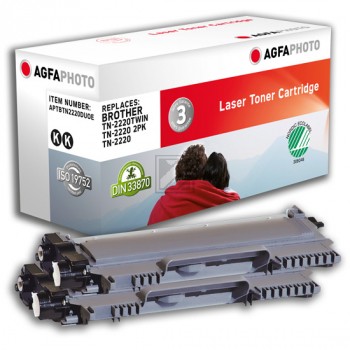 Agfaphoto Toner-Kit 2 x schwarz (APTBTN2220DUOE) ersetzt TN-2220