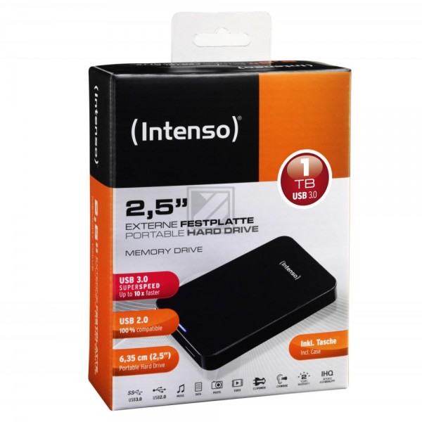 INTENSO 2.5 HDD FESTPLATTE EXTERN 1TB 6023560 USB 3.0 tragbar schwarz