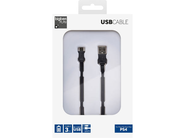 BIGBEN GAMING USB LADEKABEL 3m PS4 BB320763 schwarz