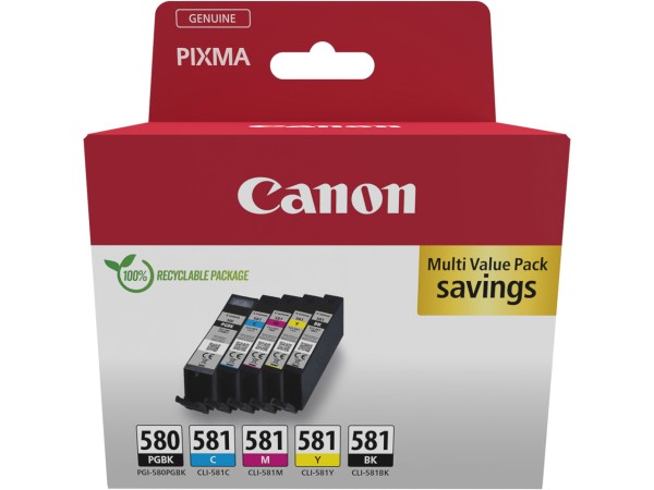 Canon PGI-580/CLI-581 PGBK/C/M/Y/BK Multipack 2078C008 Tinte (5) cmykk 11,2+4x5,6ml