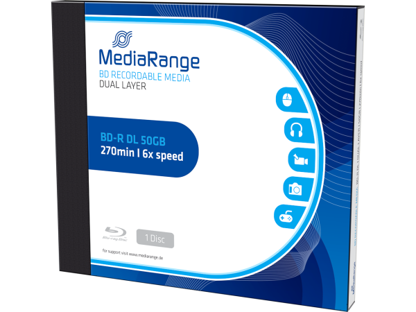 MediaRange BD-R Dual Layer 50GB 6x JC WORM MR506 Blu-Ray Jewel Case