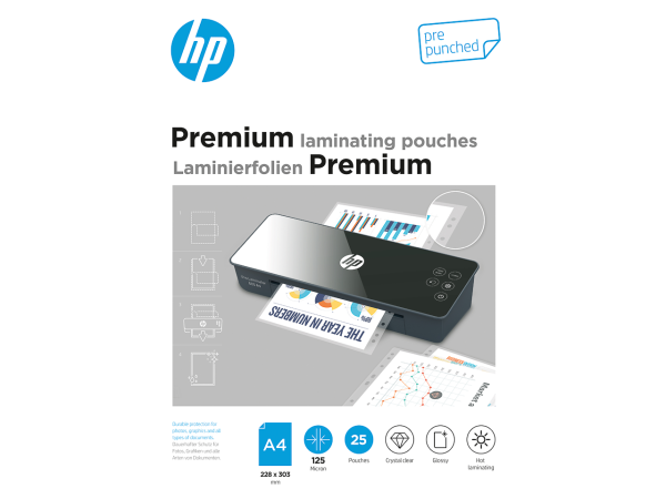 HP Premium Laminierfolien A4 9122 25 Blatt 125Mic mit Lochung