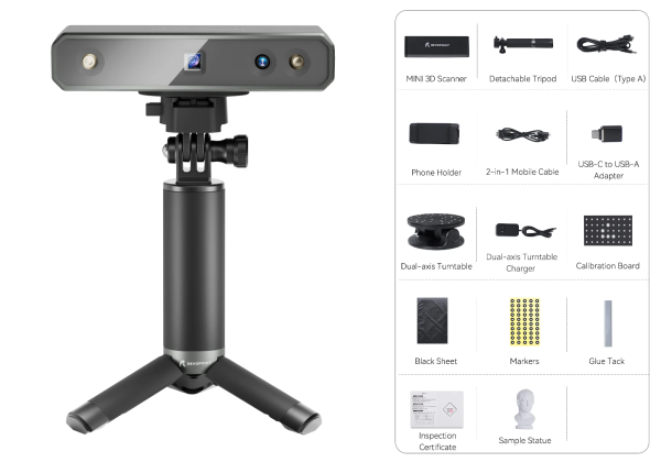 Revopoint MINI 3D Scanner mit Dual-Axis Turntable
