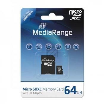 MEDIARANGE MICRO SDXC SPEICHERKARTE 64GB MR955 Klasse 6 mit Adapter
