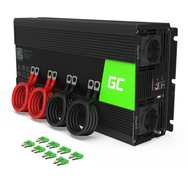 Green Cell Spannungswandler Power Inverter 12V > 230V 3000/6000W Black