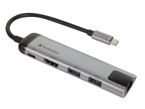 VERBATIM USB-C MULTIPORT HUB 49141 USB HDMI RJ45 Aluminium