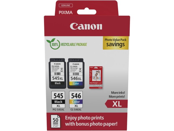 Canon PG-545XL/CL-546XL+GP501 Pixma MG Tinte+Fotopapier 8286B012 (2) blk-col
