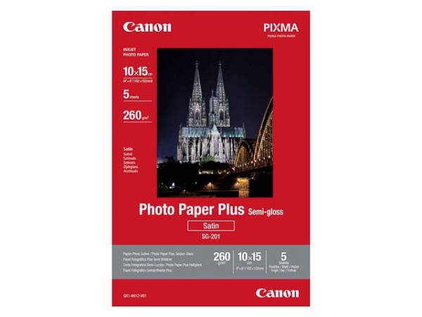 Sg201 Canon Fotopapier 10X15Cm 1686B072 5 Blatt Seidenglanz Plus