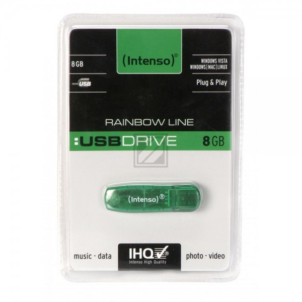 INTENSO USB STICK 2.0 8GB GRUEN 3502460 Rainbow Line