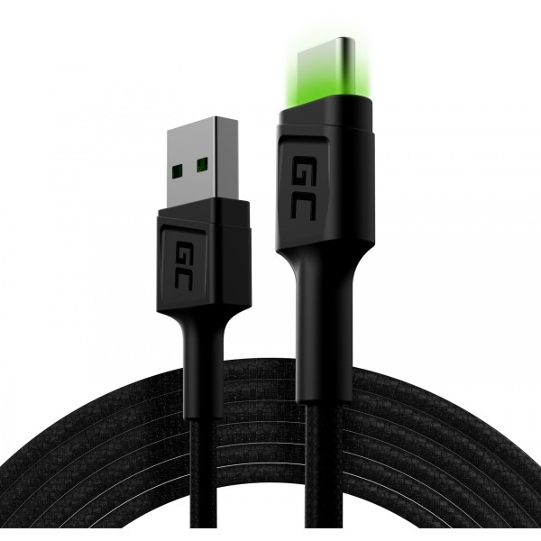 USB > USB-C (ST - ST) 2m Green Cell Backlight Green LED Black