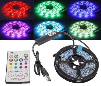 RGB LED-Stripe Set 3,5m + MiniController Farbwechsel, IR-FB + App-Control, IP20