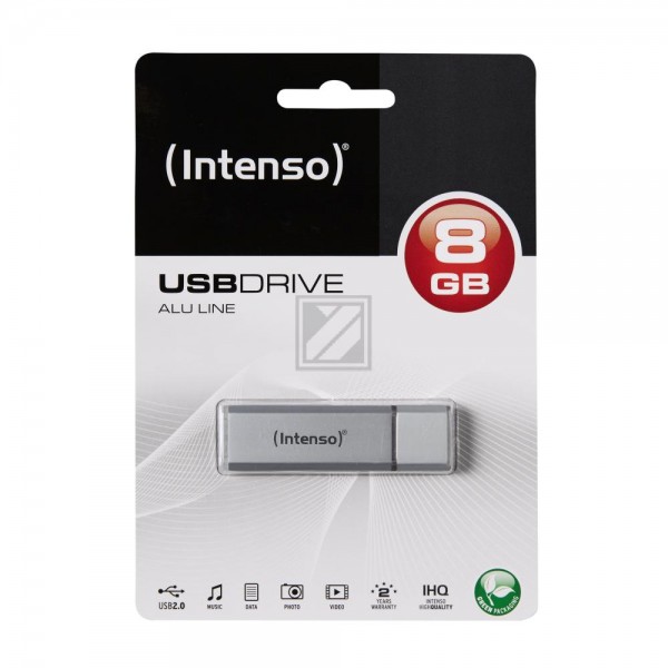 INTENSO USB STICK 2.0 8GB SILBER 3521462 Alu Line