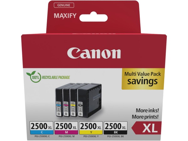 9254B010 CANON PGI2500XL Maxify MB Tinte (4) cmyk w/o SEC Seiten Cardboard