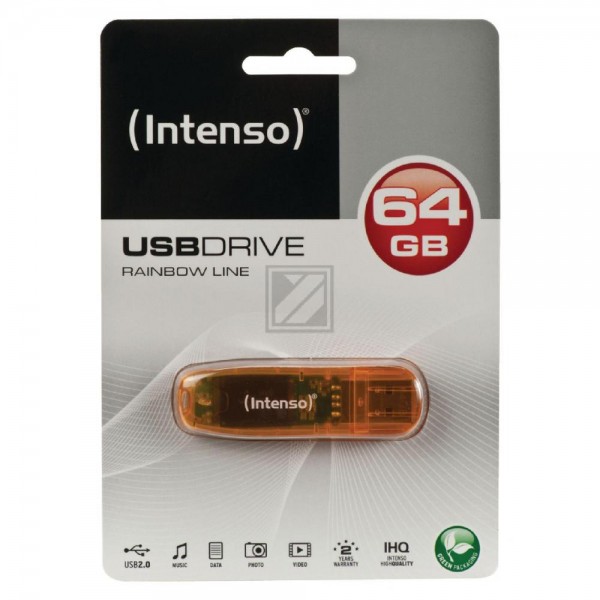 INTENSO USB STICK 2.0 64GB ORANGE 3502490 Rainbow Line