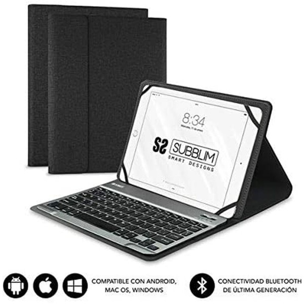 Hülle für Tablet und Tastatur Subblim SUBKT2BT0001 Bluetooth Schwarz 10,1"