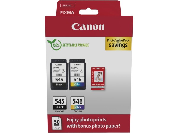Canon PG-545/CL-546 Pixma MG Tinte+Fotopapier 8287B008 (2) blk-col ST w/o SEC