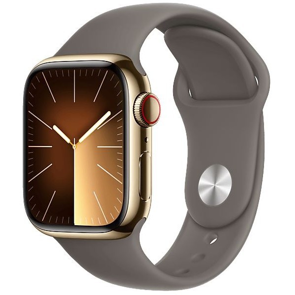 Apple Watch S9 Edelstahl Cellular 41mm Gold (Sportarmband tonbraun) M/L