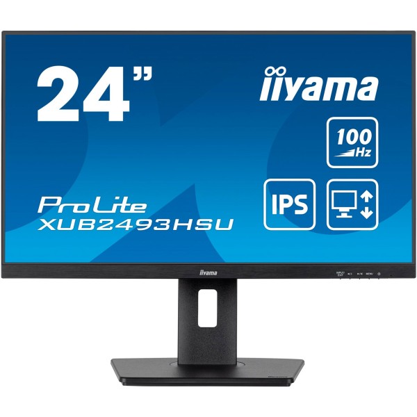 61cm/24" (1920x1080) Iiyama ProLite XUB2493HSU-B6 16:9 FHD IPS 100Hz 1ms HDMI DP Pivot Vesa Speaker