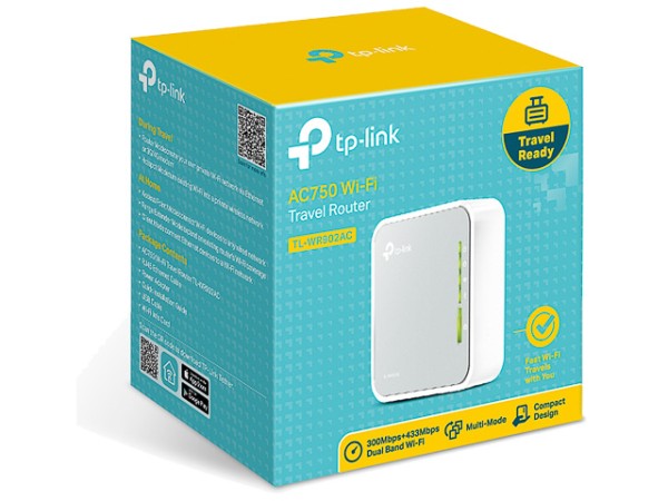 TP-LINK AC750 TRAVEL ROUTER TL-WR902AC WiFi4 300/433Mbps 2.4/5GHz