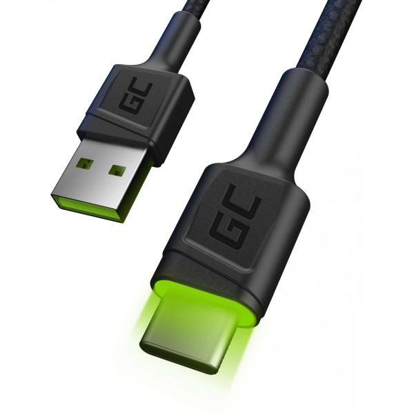 USB > USB-C (ST-ST) 1,2m Green Cell Backlight Green LED Black