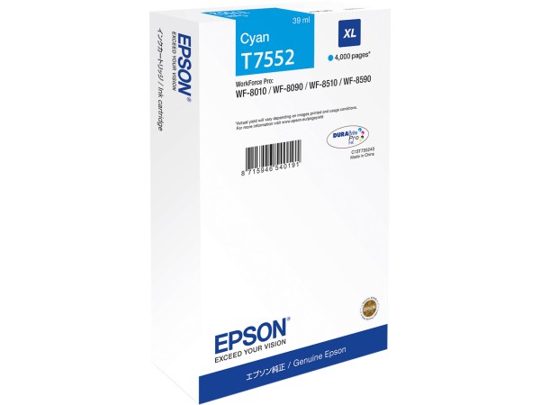 Epson C13T75524N Druckerpatrone cyan XL 4000 Seiten 39ml