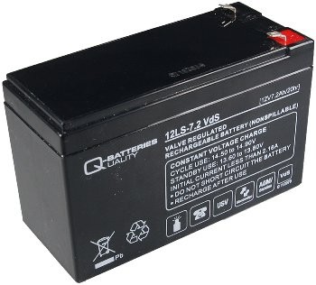Bleiakku Q-Batteries 12V/7,2Ah VdS-Zulassung, LxBxH 151x65x94mm, 2,22kg
