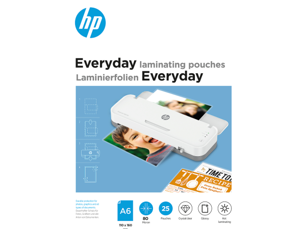 HP Everyday Laminierfolien A6 9156 25 Blatt 80Mic