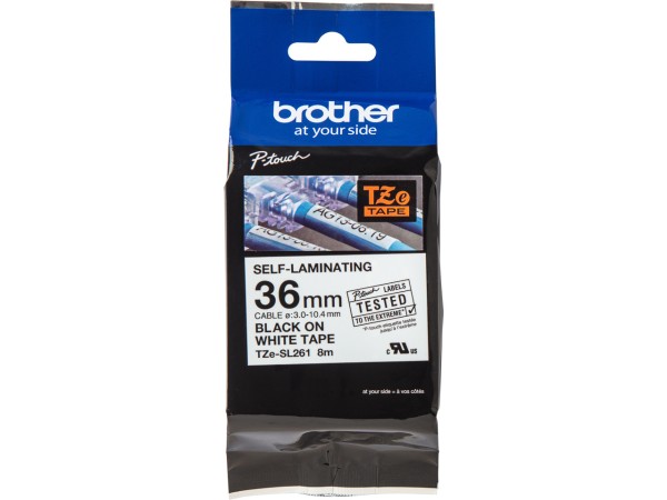 Brother TZe-SL261 Farbband P-touch 36mm schwarz-weiß Schriftband 8m selbstlaminierend