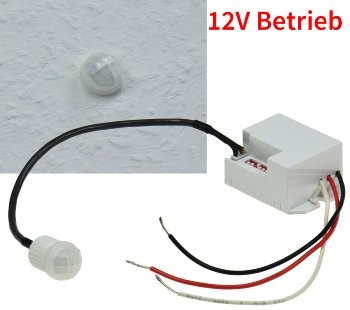 Einbau-Bewegungsmelder CT-PIR Mini 12V 12V DC, 1-60W, LED geeignet, weiß