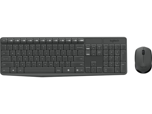 Logitech MK235 Tastatur + Maus USB QWERTY US International Grau 920-007931